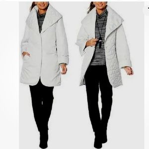 NEW - Marla Wynne Reversible Quilted Wide Shawl Collar Coat - Size M